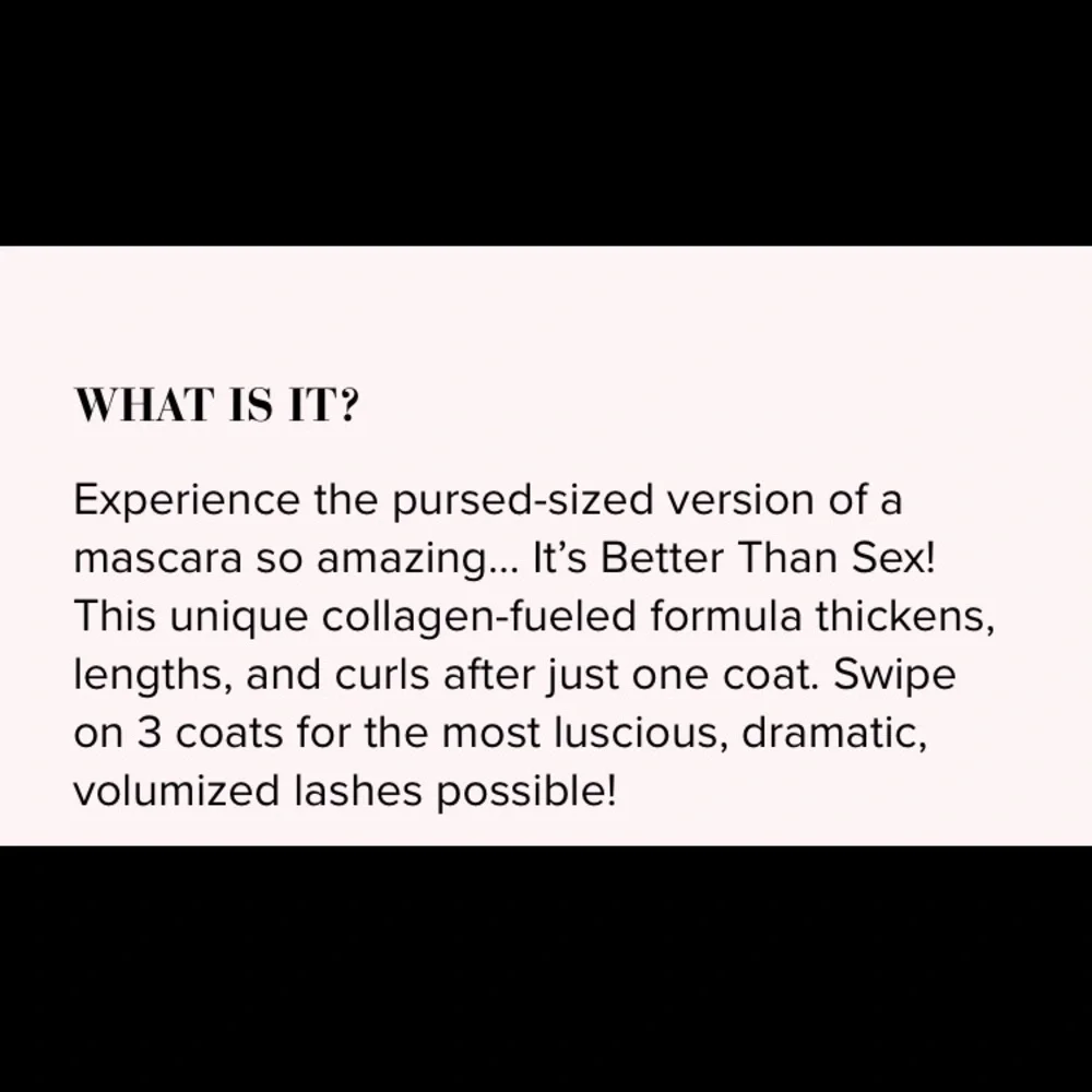 Travel Size Better Than Sex Mascara! 0.17oz